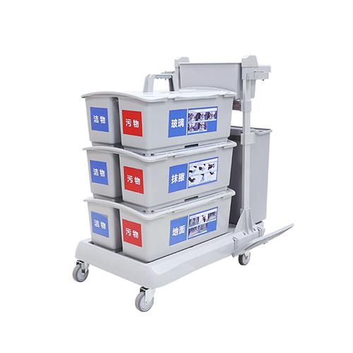 靈動(dòng)型平推系統(tǒng)清潔車 配23升垃圾桶、3個(gè)雙格桶、2套車架/箱 JD G323